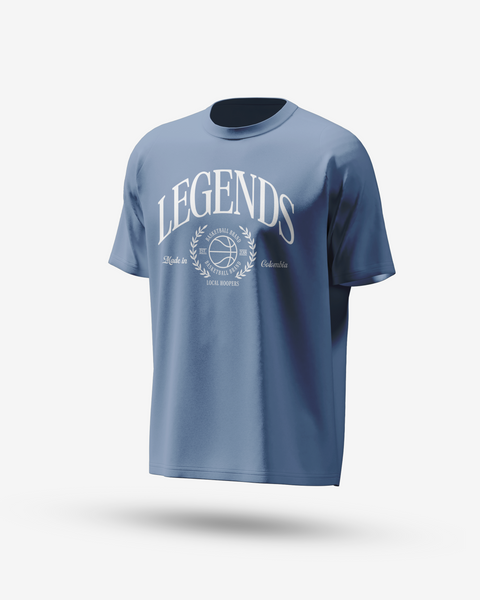 LEGENDS UNIVERSITY ACID WASH TEE BLUE