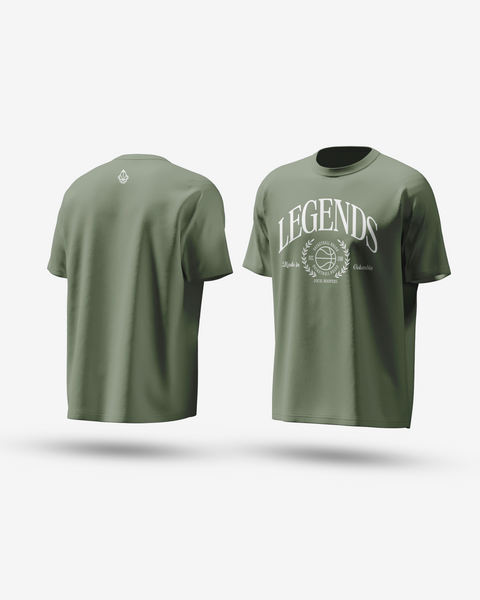 LEGENDS UNIVERSITY ACID WASH TEE GREEN