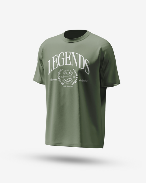 LEGENDS UNIVERSITY ACID WASH TEE GREEN