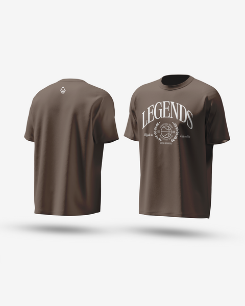 LEGENDS UNIVERSITY ACID WASH TEE BROWN