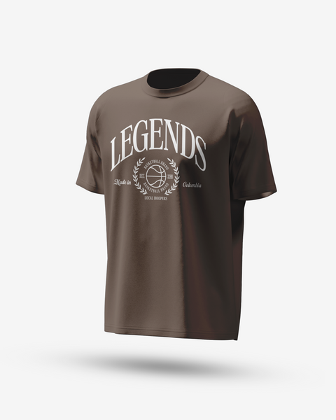 LEGENDS UNIVERSITY ACID WASH TEE BROWN